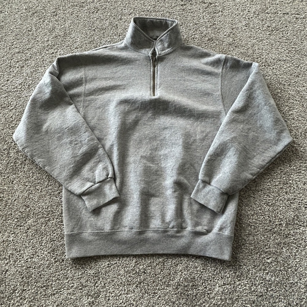 Jerzees Sweatshirt Mens M Gray Fleece Heavyweight 1/4 Zip Mock Neck Pullover